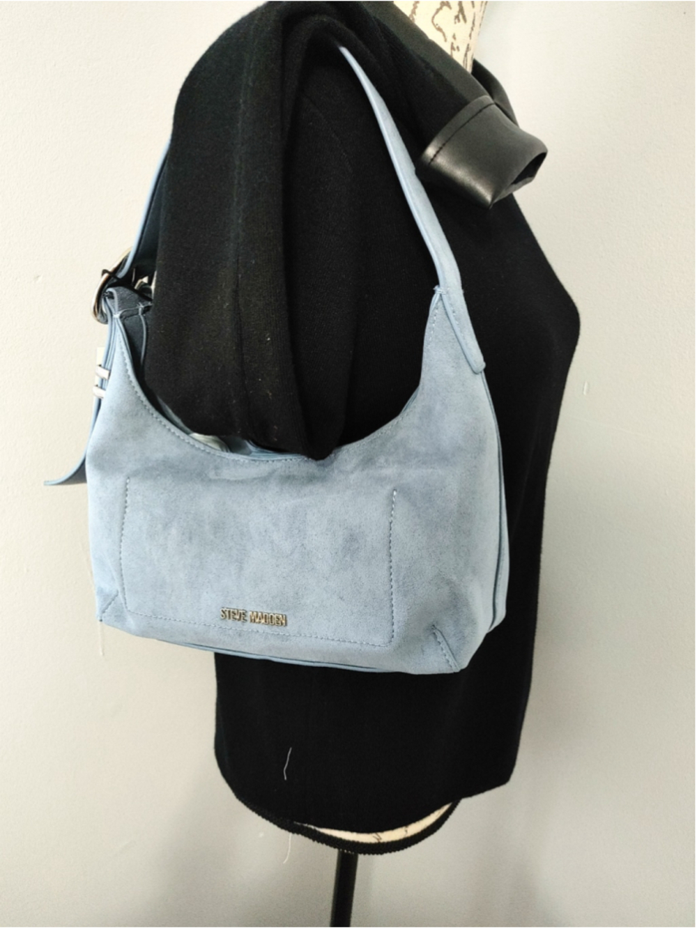 Women's Steve Madden Light Blue Faux Suede Hobo Shoulder Bag One Size